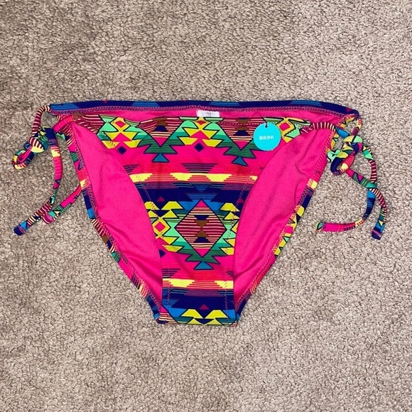 FOREVER 21 hot pink string ties med coverage bikini bottom in women’s size small - Picture 2 of 8